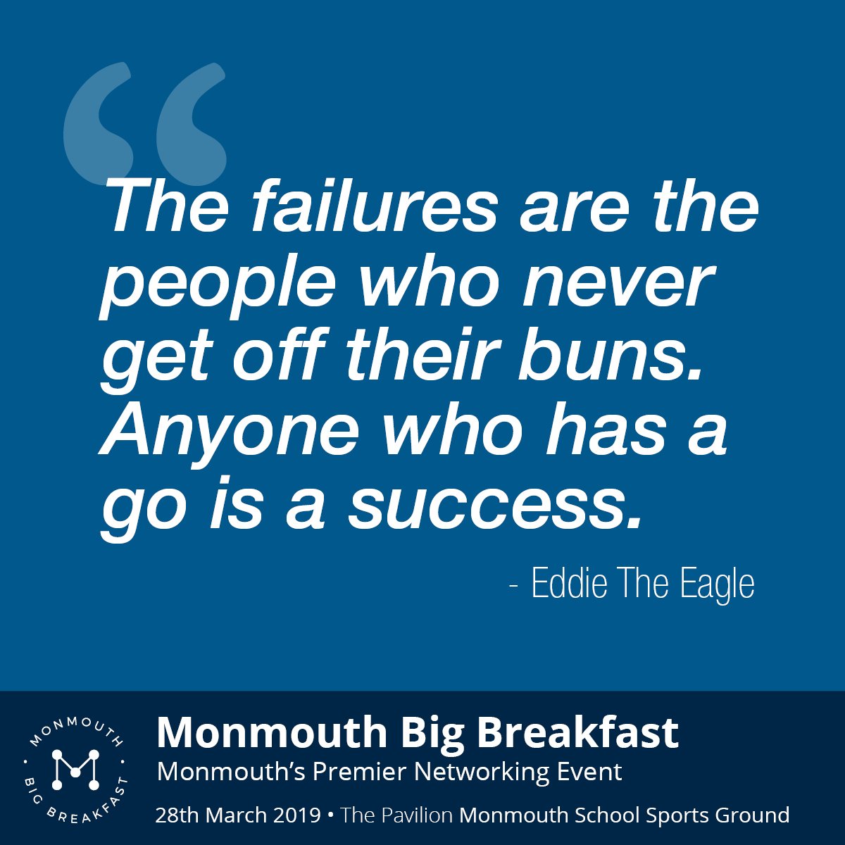 MonBigBreakfast's tweet photo. Book your place at the Monmouth Big Breakfast next week on the 28th March 2019. Guest speakers Eddie the Eagle and Patricia carswell, networking and a superb cooked breakfast. https://t.co/8RUsVLWaNf https://t.co/Y9HbfFCPhZ
