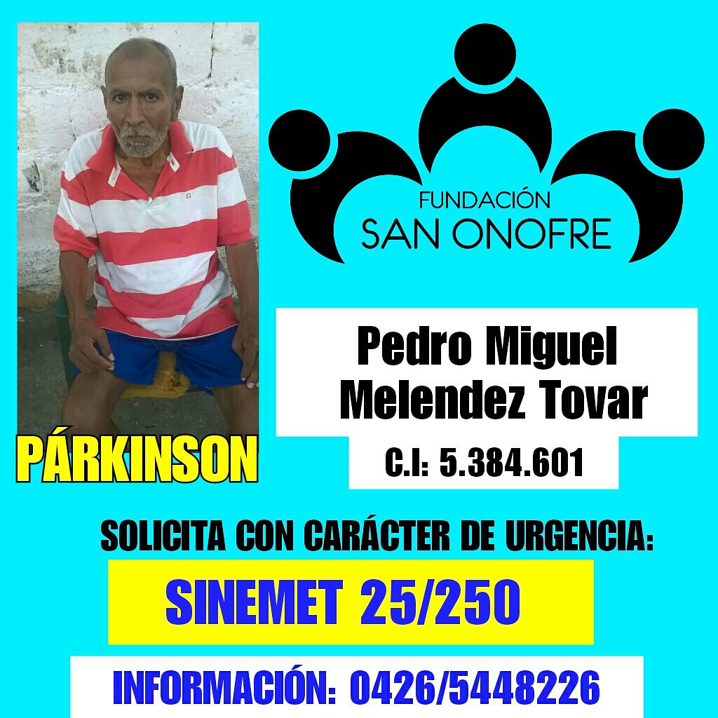 #ServicioPúblico #Ayuda el Sr. Pedro Miguel #Parkinsons solicita #simenet URGENTE. INF 0526/5448226