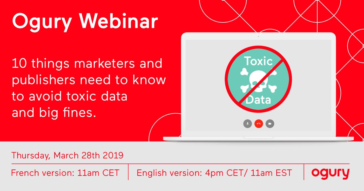 Fines of up to €20m: collecting invalid user consent could be fatal for your business. How compliant is your opt-in notice?
Register now for our webinar on March 28th, in French 👉bit.ly/2O3GcdC or in English 👉bit.ly/2Clg612

#Compliance #GDPR #MJM #Ogury