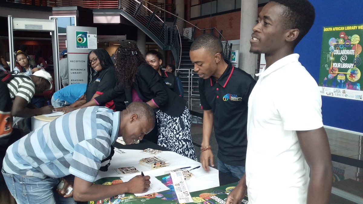 NLSA1's tweet photo. Our Grap 101 grads are out and about promoting Librarianship as a Career..all part of celebrating SA Library week 2019!
Be sure to collect your poster and bookmark from our promo booth!
#SALibraryWeek
#CollaborateAtYourLibrary
#LibrarianshipAsAProfession
@LIASANews https://t.co/e4Oa20Tl0c