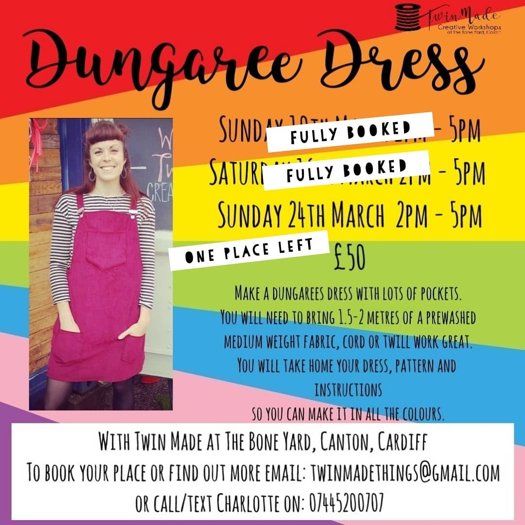 Twin_Made's tweet photo. We have one place left on our Sunday 24th March class at @BoneYardCardiff!
Dungarees Dress Making 2pm - 5pm £50
#Cardiff #Canton #Pontcanna #CardiffCity #CreativeCardiff #ColourfulCardiff #Workshops #sewing #beginnerssewing #learntosew #dungareedress #pinafore #dressmaking https://t.co/YVuZZ4AmHs