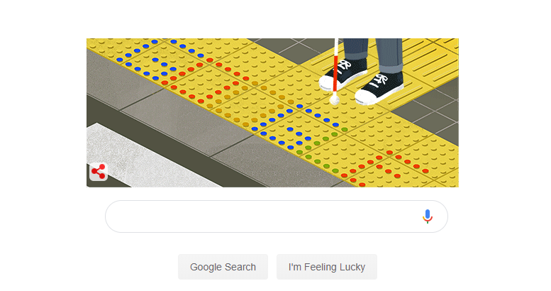 Paralympics's tweet photo. Monday obsession -> today's @GoogleDoodles paying tribute to Seiichi Miyake who changed the world for the visually impaired 52 years ago today! ❤️❤️ https://t.co/MXiOganRxV