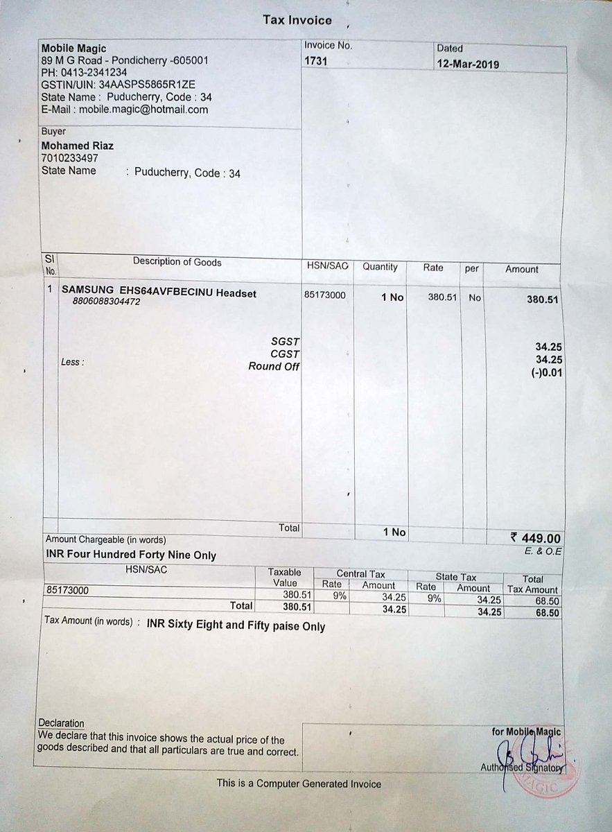 racyriaz's tweet photo. bought new samsung earphone (EHS64) at samsung showroom. In 5days, earphone jack got broken in ma phone. is this the quality samsung provides? no support for replacement #worst_experience  #Samsung #samsung_india
#samsung_earphone #samsung_support  #CustomerExperience #feedback https://t.co/dN4tkMLCqB