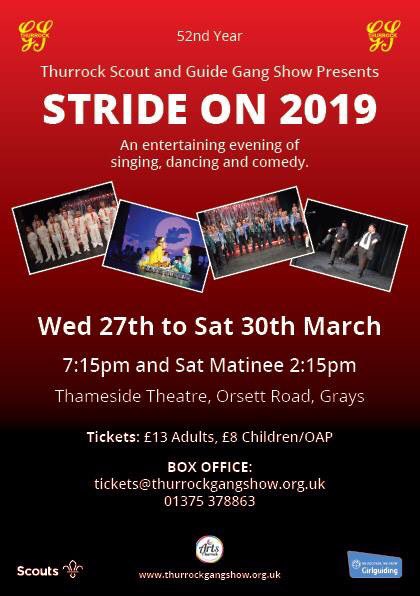 ThurrockGS's tweet photo. This time next week our backstage team will be loading the van and moving us in to the @TheThameside for @thurrockscouts and Guides Stride On 2019! Get your tickets! @whatsonessex @ArtsThurrock @essexscouts @UKScouting @yourthurrock @theenquirer @Girlguiding @GGEssexWest #iscout https://t.co/IVobOv0u4E
