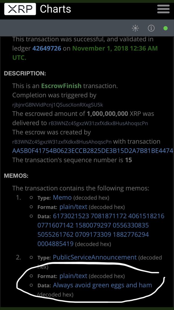 WillyWonkaXRP's tweet photo. Remember to “Always Avoid Green Eggs and Ham” per @Ripple Escrow Finish message!! 

Even Ripple Knows!! 

Wonka Knows!! 🌎

#ScamIAm = @HamEggsn https://t.co/LuVfCCz6Si