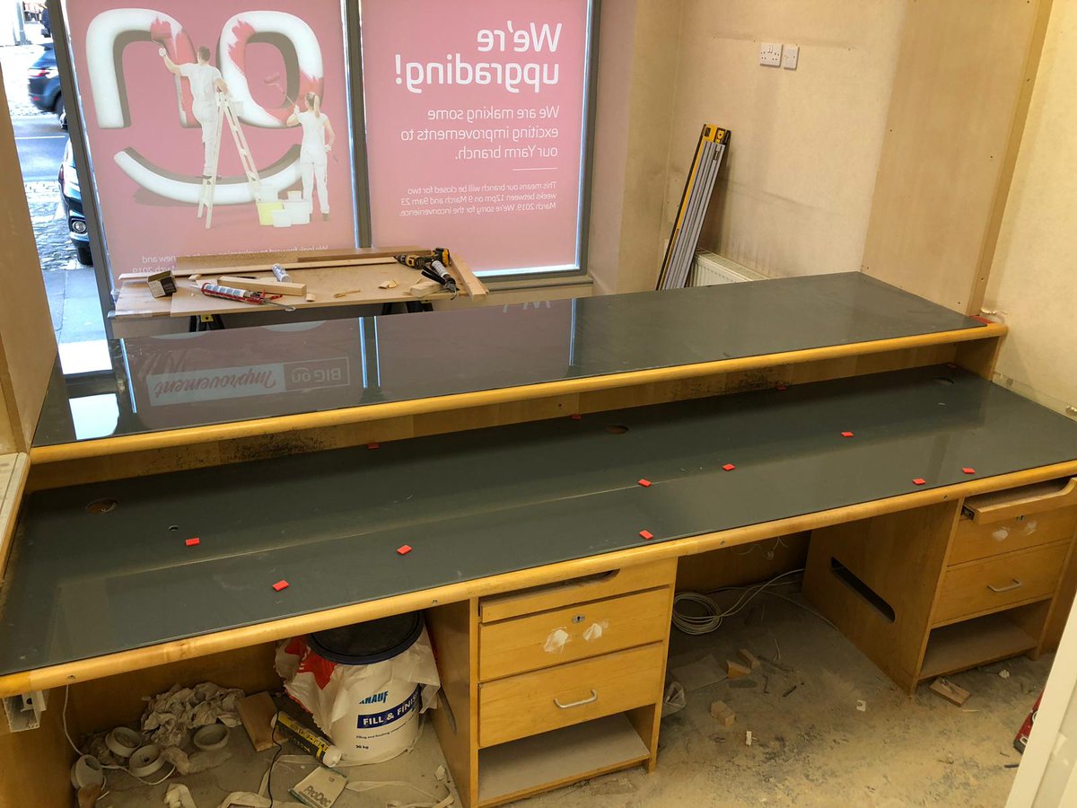 DarlingtonBS's tweet photo. The upgrades to our #Yarm branch are coming along nicely - will you be joining us to see the fresh new look on Saturday? #BranchUpgrade https://t.co/j69bi0tsjX