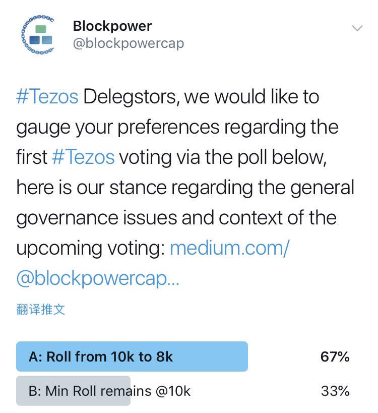 blockpowercap's tweet photo. Despite we don’t like Proposal A, as we outlined in our Medium article, we respect our delegators’s voice and go ahead for A (gas change and roll reduction), the vote is baked into the protocol. #Tezos https://t.co/vcvn1oUhKa @TezosFoundation @LabosNomades @TQTezos https://t.co/LcTqIY098C