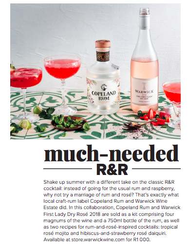 CopelandRum_'s tweet photo. Our collab with @warwickwine was featured in the March edition of @FHEmag Thank you!
#shakeupsummer #copelandrum https://t.co/VFIOJr4mFN