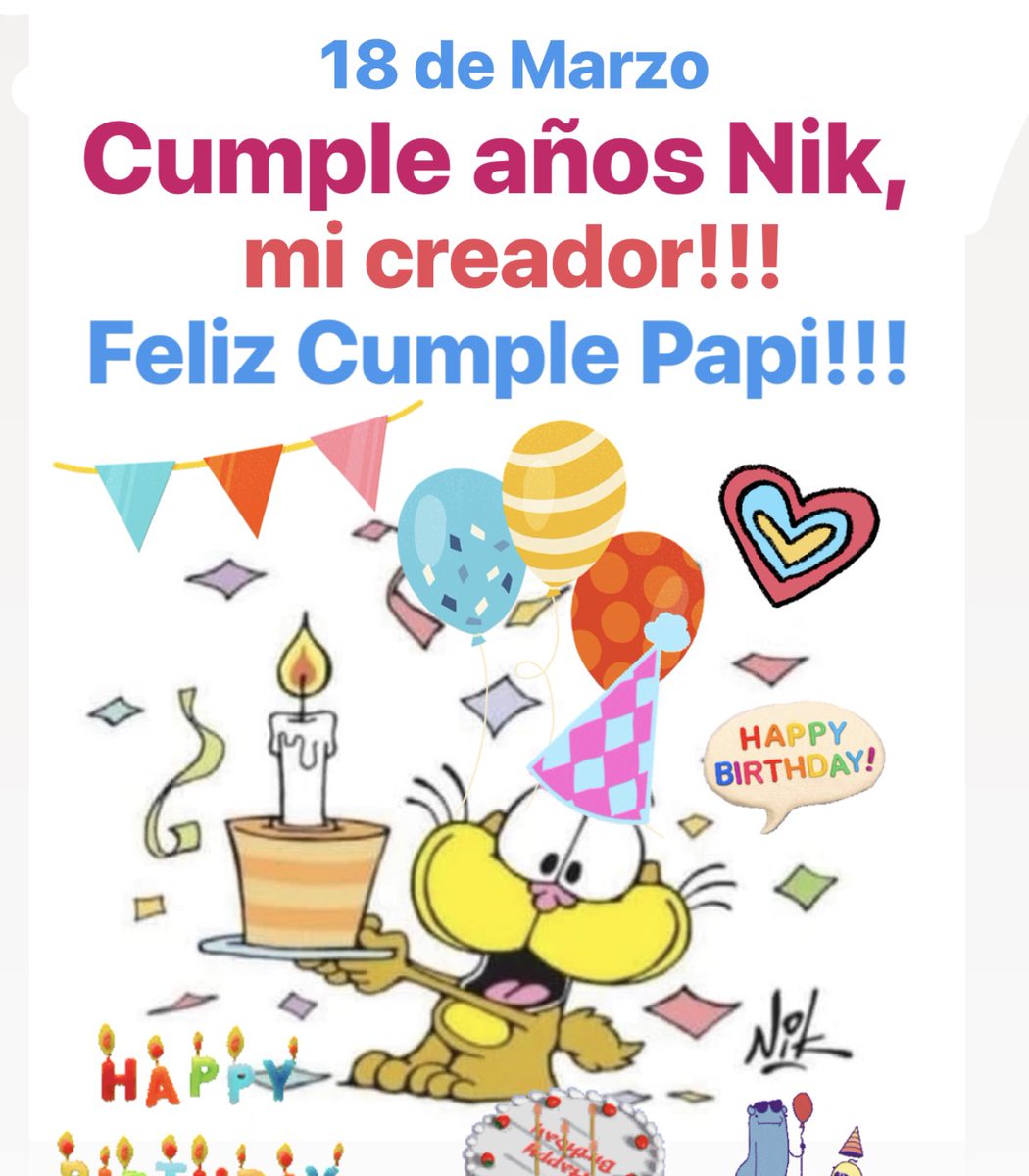 #BuenLunes Hoy Cumple años mi creador, Nik !!!! Le damos muchos likes como regalo de cumple?? Feliz Cumple Nik, gracias por crearme!!! Te quiero mucho!!! Gaturro!!! 💚💙❤️💛💜