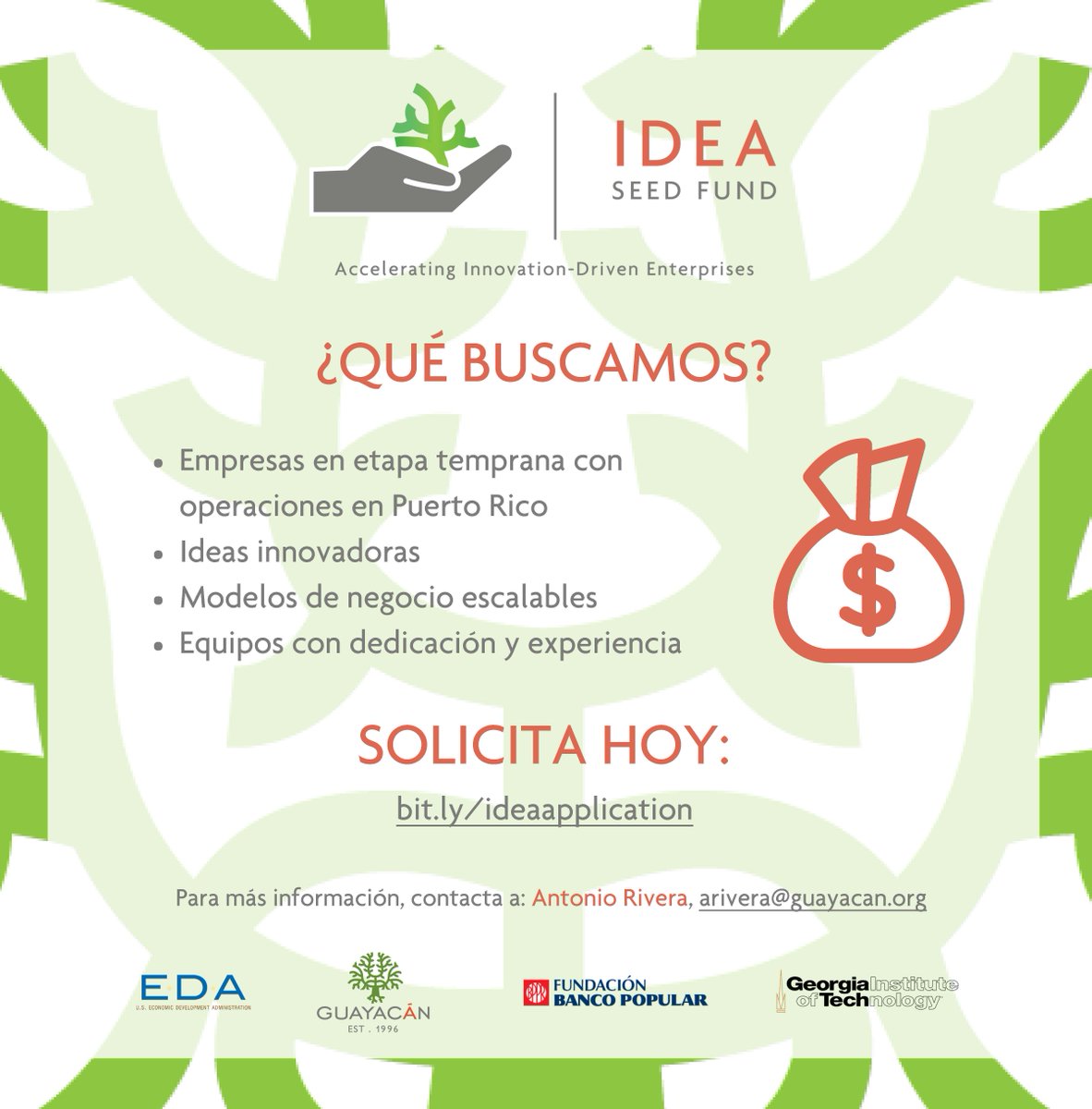 GrupoGuayacan's tweet photo. Si formas parte de una empresa en etapa temprana, cuentas con un prototipo funcional o primeras ventas, y buscas inversión, solicita al #IDEASeedFund aquí: https://t.co/DdCkdq0Hl9 ¡Juntos seguimos #movingPRforward! https://t.co/DD48H1amy5