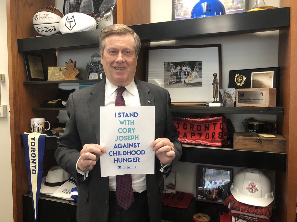 Appreciate Mayor T @JohnTory joining the @isthmusca #120Challenge! Help support our mission to end childhood hunger in Canada and enter today. https://t.co/SxNpBmDHjk 