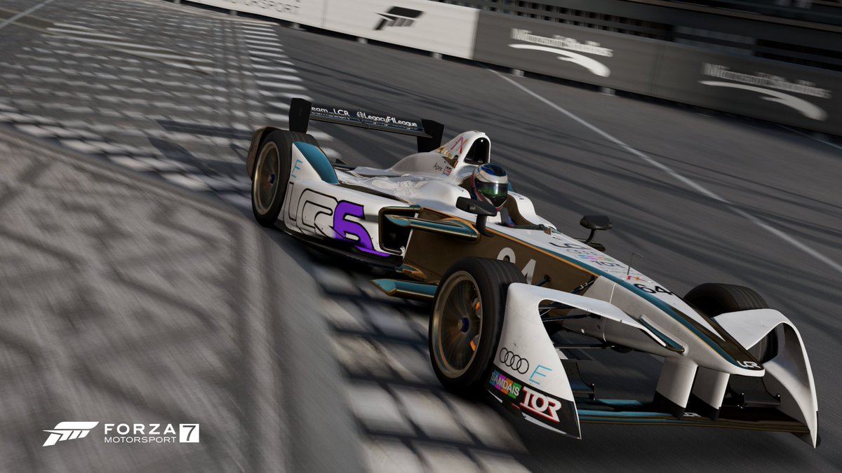 ApexMelvyn's tweet photo. Seeing as this week @Team_LCR is rocking the white and gold at Sebring, I thought I'd follow suit for the finale of LCR Formula E at Prague 😏

also SIGN UP TO @LegacyF1League SEASON 6 😤😤

#LCRFE #TeamLCR 😘 https://t.co/PsV4rhbWyu