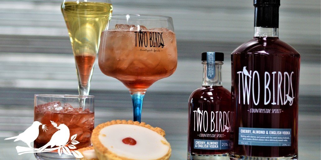 Why have cherry bakewell on a plate when you can have it in a glass for a mighty fine Mother's Day gift? 🍒⁣
Our Cherry, Almond &amp; English Vodka is served here ⁣on the rocks or topped with sparking wine or mixed with ginger ale &amp; lots of ice.  ⁣

twobirdsspirits.co.uk