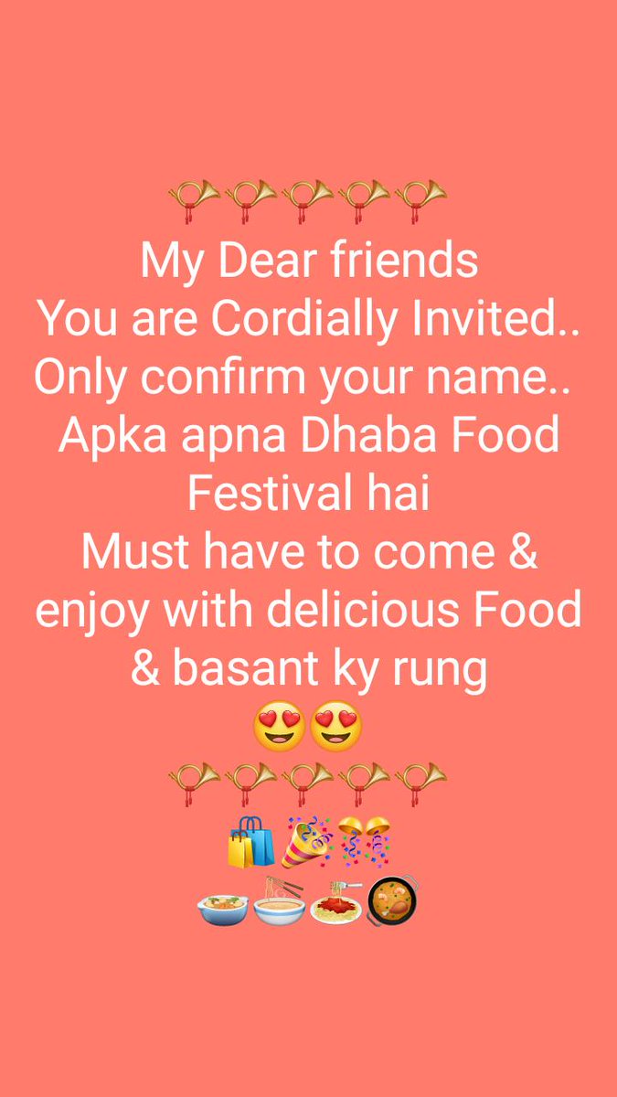 MaarejNaz's tweet photo. 📯📯📯📯📯
 Dhaba Food Festival
🥘🍝🍜🍢
 with
 Basant ky Rang
🎊🎉🛍🎁
Grab your Stalls &amp; passes
For more Details
Contact
👇🏻👇🏻👇🏻👇🏻👇🏻
😍MaarejNaz😍
 03323242730 https://t.co/FFKvEDkhw3