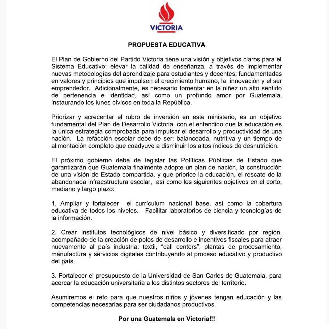 PartidoPolíticoVictoria on Twitter: "Deseamos que Guatemala se levante, que los niños y jóvenes se a Conoce nuestra educativa. construir mayor competitividad y productividad la educación es esencial! #PorUnaGuatemalaEnVictoria
