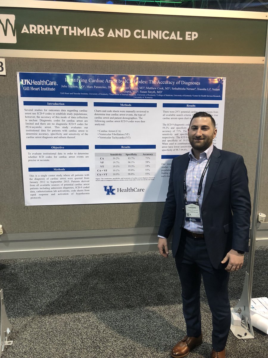 egoodwi12's tweet image. Internal medicine resident and future fellow Marc Paranzino presenting research on accuracy of Cardiac arrest coding. @GillKentucky  @UK_HealthCare @UKIMres  @kentuckyacc @ACCinTouch @ACCmediacenter  @SusanSmithSmyth @VLSorrellImages @swleun2