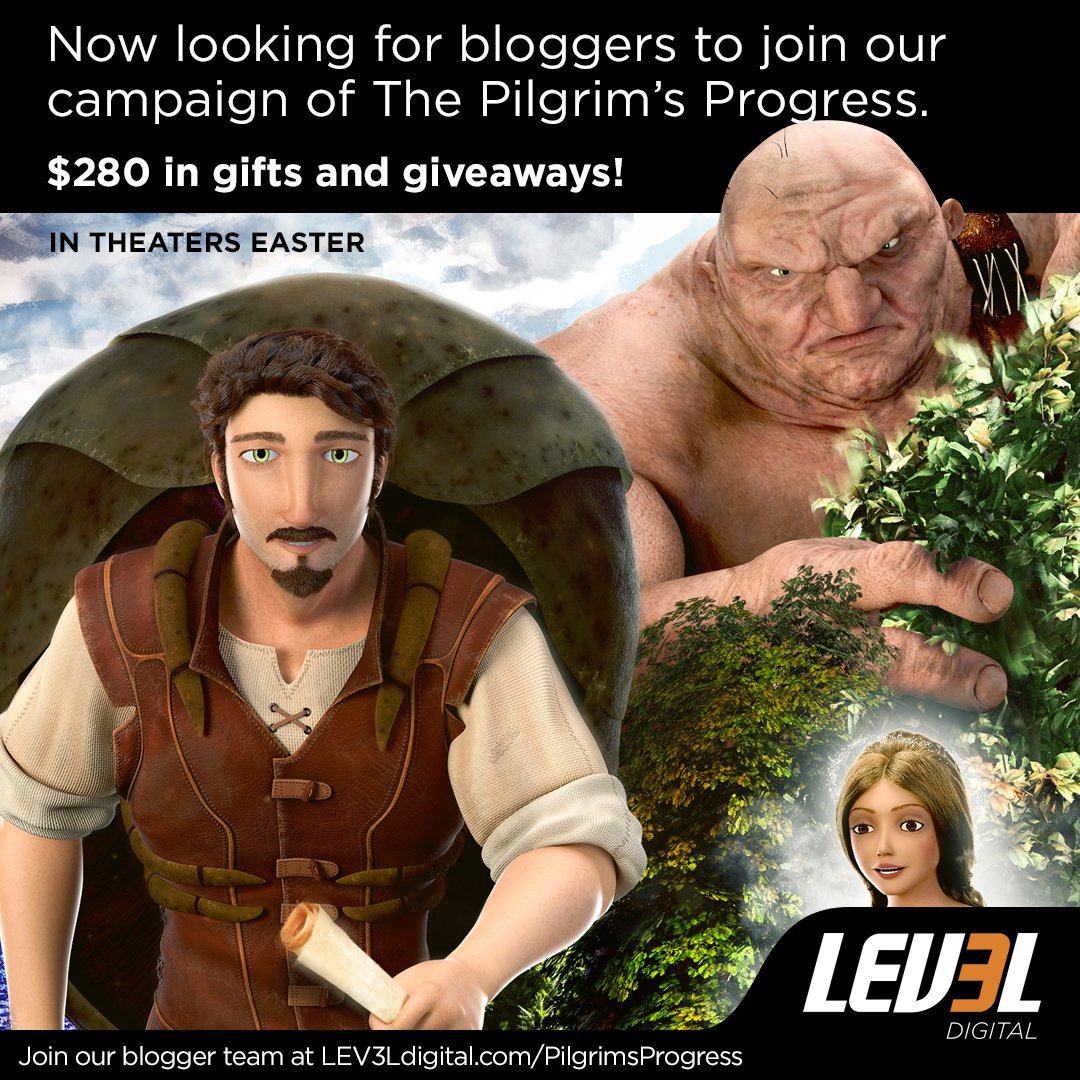 LEV3Ldigital's tweet photo. If you're a blogger who loves non-stop, faith-building adventure, then you'll love this animated adaptation of John Bunyan's classic THE PILGRIM'S PROGRESS. $280 in gifts and giveaways to bloggers who sign up today: https://t.co/yifiEuW9GS #PilgrimsProgressL3 https://t.co/qkkty92Rf1