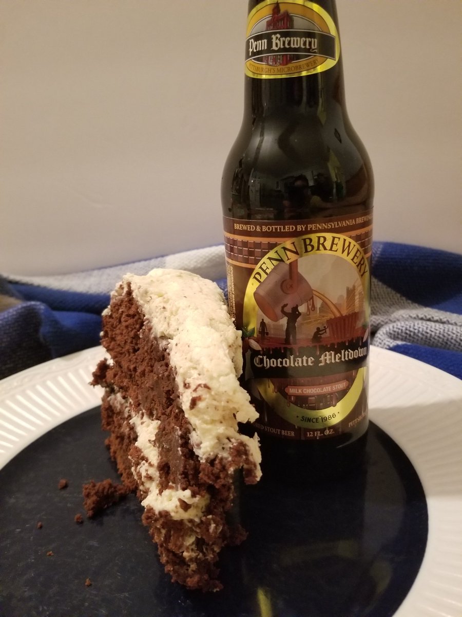 ModestCottage's tweet photo. Last year, I created a Guinnes cake recipe. This year, I made it with @PennBrewery Chocolate Meltdown. It was even better than before. #baking #chocolate #beer https://t.co/OA9MFe6C6Q https://t.co/FMo3rgbEZQ