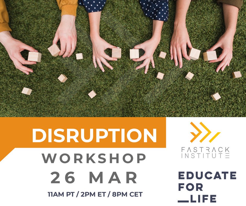 Fastrack Institute invites you to join the Educatefor.Life teams in the Disruption workshop as a part of the 12-week Open Innovation Sprint on the Future of Education. Join us online via Zoom from anywhere in the world.
bit.ly/Disruption-Wor…