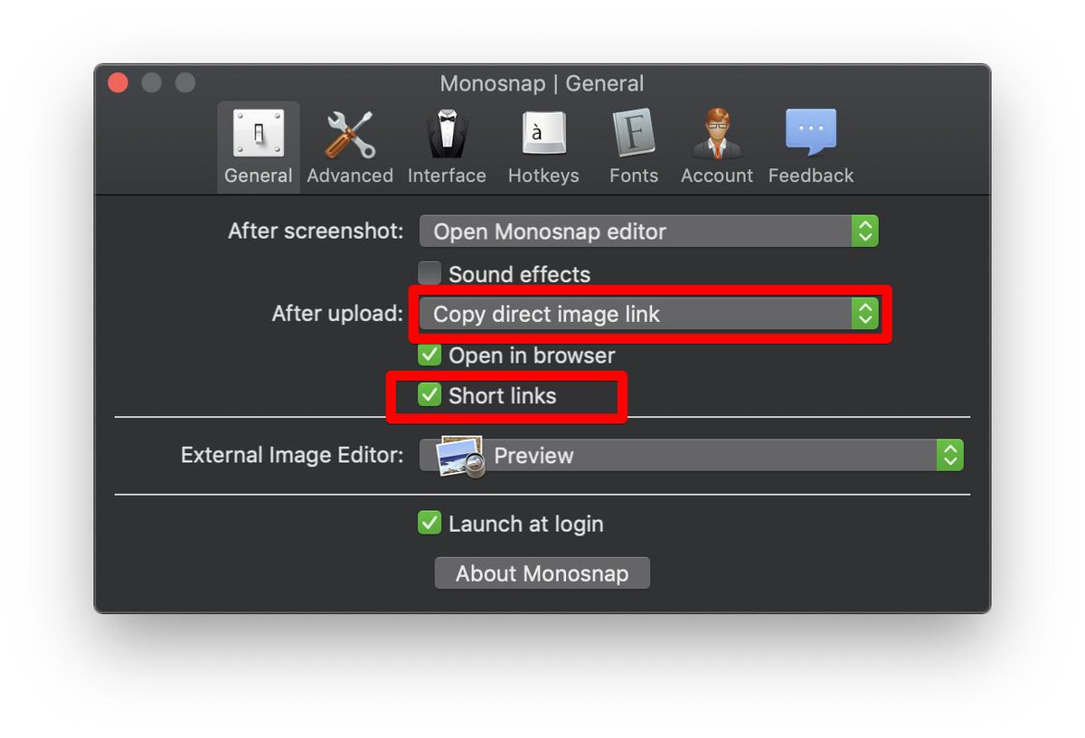 MonosnapMike's tweet photo. @nanabananacue @monosnap You have two options here:
1. You log in to our website and generate short link there via "Embed" (but only when you're logged in)
2. You can get short link copied to your clipboard right after uploading a file via app menu like in a picture below https://t.co/GYos50u5OM