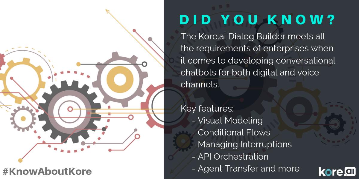 saivram's tweet photo. Build complex, human-like conversations with our dialog builder. https://t.co/hDP4yzVycu #KnowAboutKore #ConversationalAI #EnterpriseAI #Chatbots #ArtificialIntelligence #Tech #DigitalTransformation #DYK https://t.co/9ljNzgkm5S