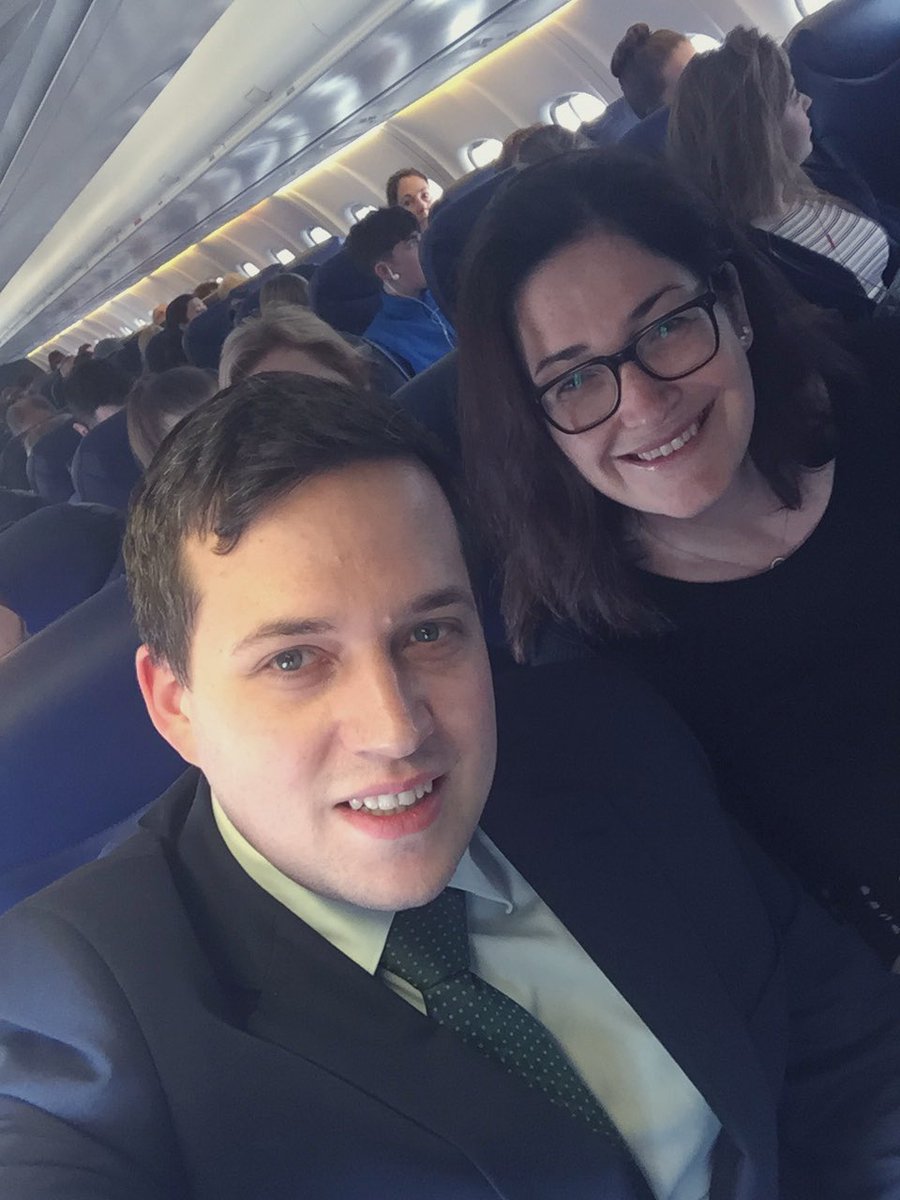 Lee_Carroll's tweet photo. Not your average Monday! Travelling with @HeenanRachael to IoM in Flybe’s #firsclass, which means you look responsible enough to work the emergency exit. #onestepahead https://t.co/VEdb7k7sqo