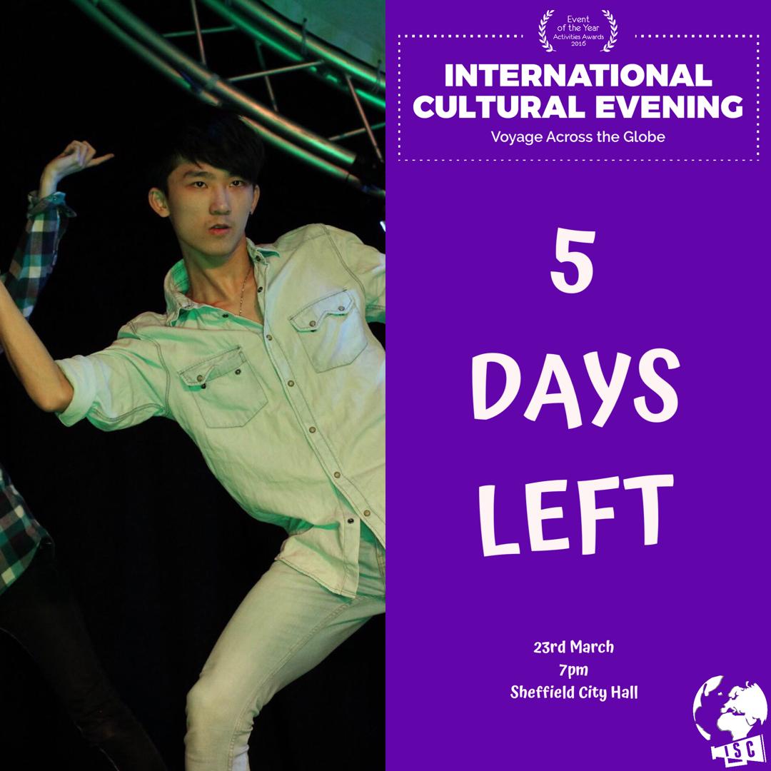 5 DAYS LEFT!! 
-
ICE 2019 is less than a week away! We are super excited for you to see the hard work the societies have been putting into their performances. 
-
-
Are you ready!? Where will YOU be on the 23rd of March at 7pm? 

-
‼️Tickets selling very fast‼️
#ICE2019 🌏🌍🌎