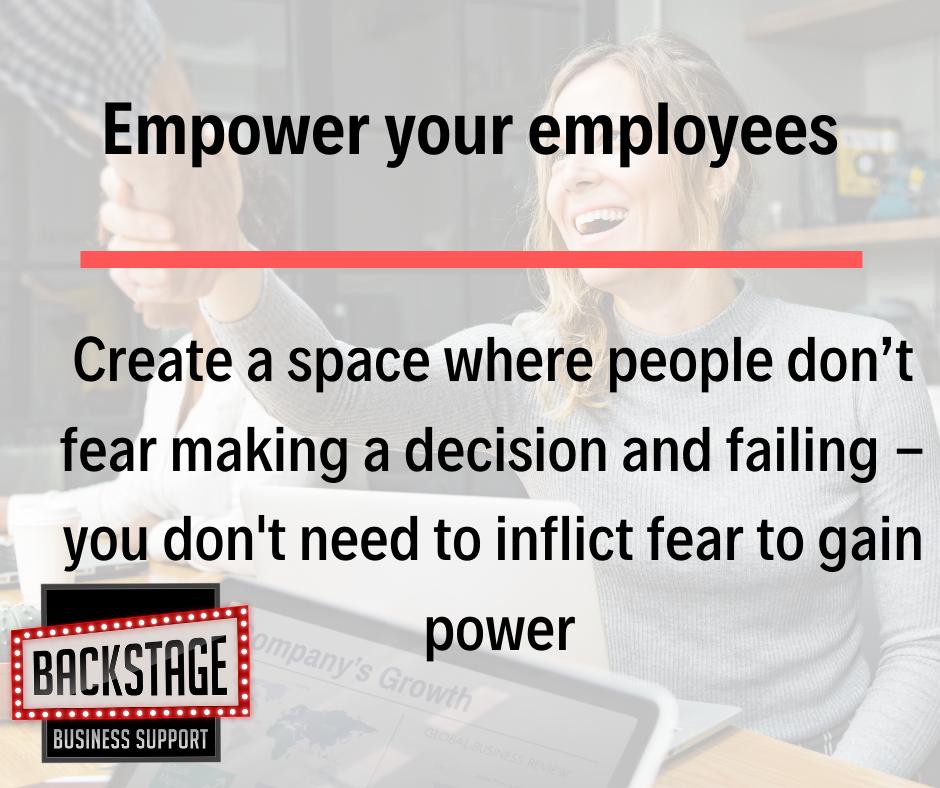 Amybackstage's tweet photo. Don't create a #team who are scared to take #risks ... or scared of you! 🙀 #Trust your team to make decisions and don't punish honest mistakes. We're all human. If people are scared to come to you with problems you'll face a worse situation. https://t.co/eZ9fFVL7DT