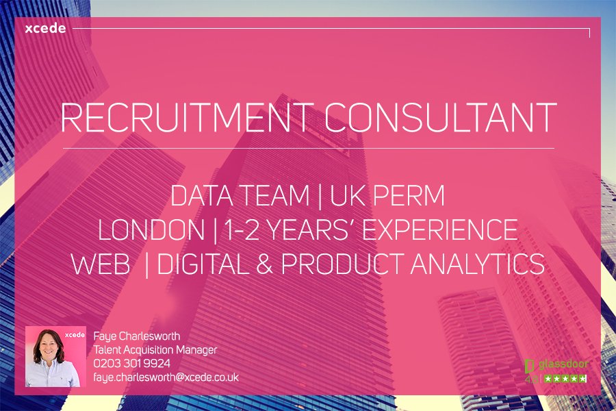 XcedeTech's tweet photo. We are looking for #Recruitment consultants to join our #Data team here at #Xcede. Get in touch with @XcedeFaye or take a look at our work for us page: https://t.co/YSjQUB4E6F #UKJobs #Digital https://t.co/PVSmjHiwMU