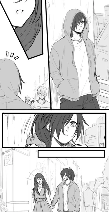 学パロでの休日遊び待ち合わせでの一コマ。
個人的好きポイントを4つくらいつめた。 