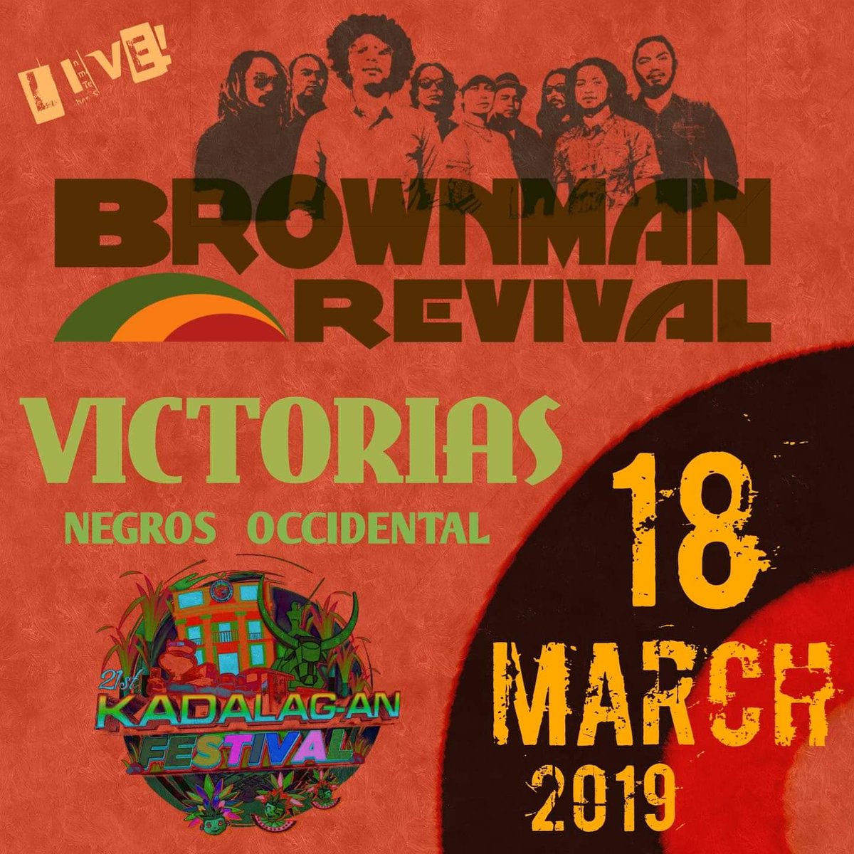 BMROFFICIAL's tweet photo. TONITE'S Reggae party is in Victorias City, Negros Occ. for the Kadalag-An Fest - tag us on FB, Twitter and Instagram using #brownmanrevival #24RiseUp and we'll repost the best!

#brownmanrevival
#24RiseUp
#PilipinasReggae
#DefendLumads 
#Victorias
#NegrosOcc
#KadalaganFest https://t.co/rjF2V2TXKN