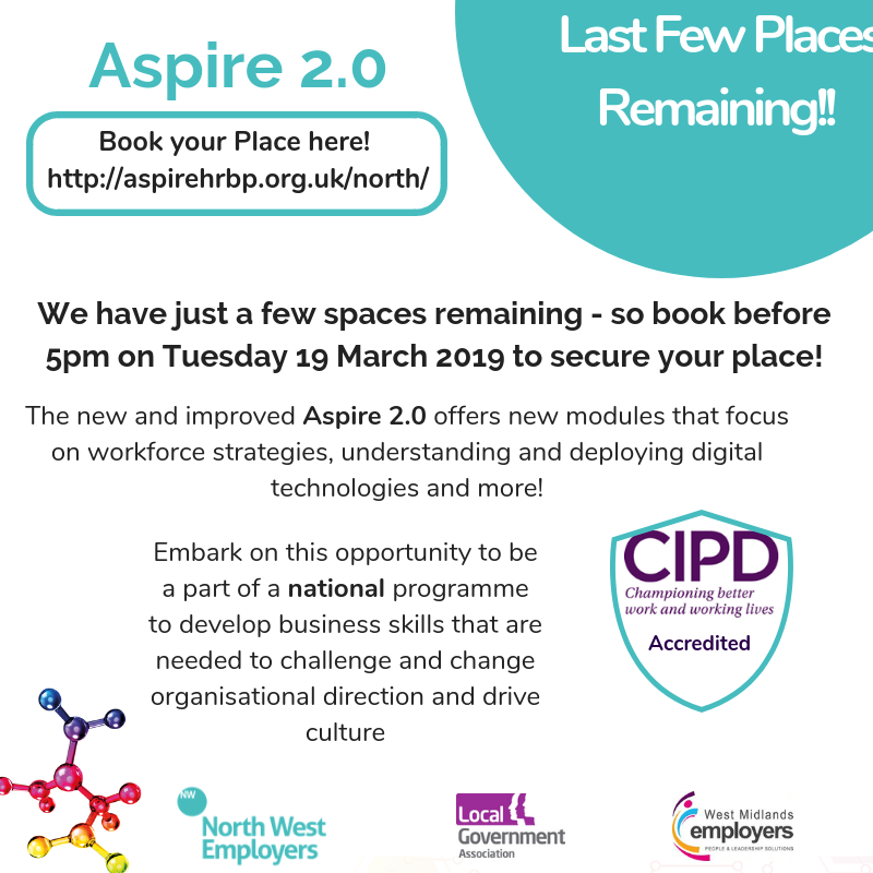 NWEmployers's tweet photo. Good News!!  We have a few spaces left on Aspire 2.0 its not to late to sign up and work towards your @CIPD accredited training! Featuring @PerryTimms  and @GilesOHalloran Book here https://t.co/6aveLXaxVx https://t.co/REaqVeEDDb