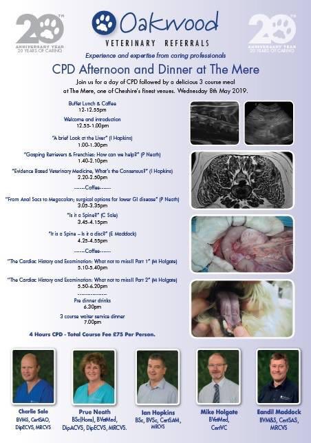 OReferrals's tweet photo. CPD AFTERNOON &amp; DINNER:

We are delighted to announce the topics for our spring CPD event on Wednesday 8th May 2019. https://t.co/QONcW6xem1