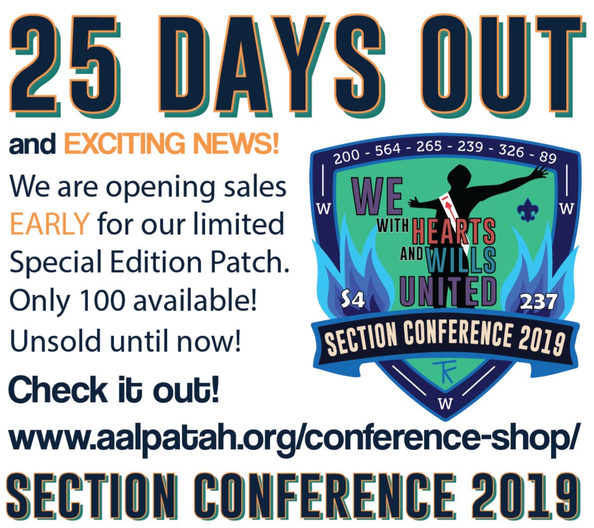 sectione5oa's tweet photo. We're officially 25 days out from Section Conference 2019! Register with your lodge contingent today! https://t.co/VVR0flEvn8