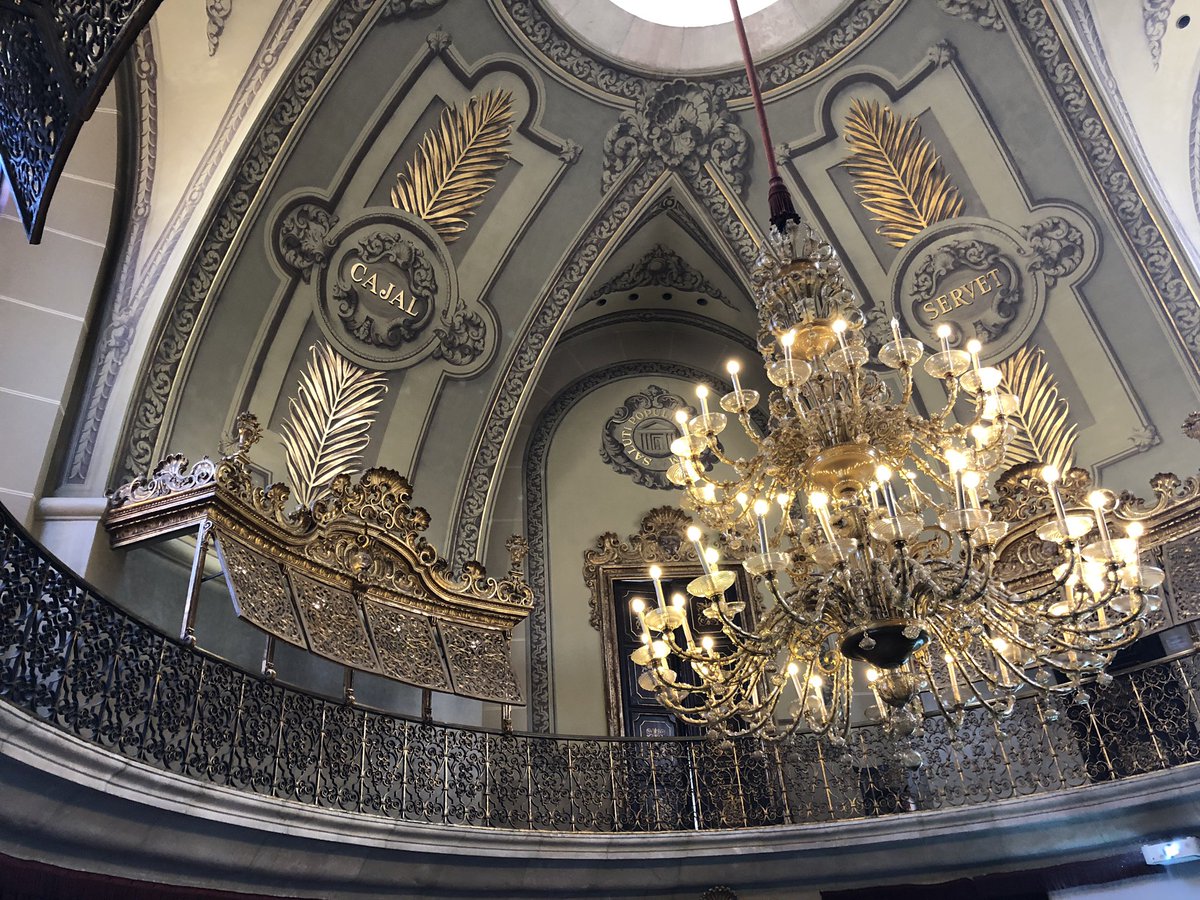 LluisMontoliu's tweet photo. Prof. Margarita Arboix @UABBarcelona Rector and Jesús Ruberte warmly welcome all #Pathbio participants at the impressive anatomical amphitheatre of the Royal Academy of Medicine of Catalonia, where Santiago Ramón y Cajal used to teach when he was a professor at the @UniBarcelona https://t.co/AizzwoesJX