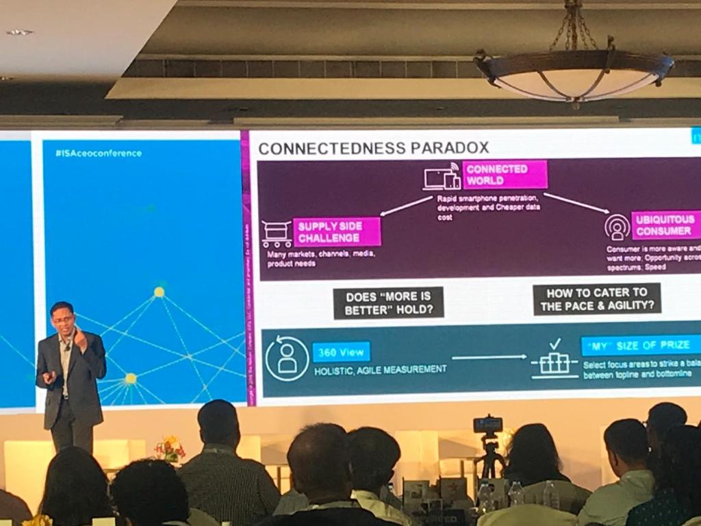 NielsenIndia's tweet photo. Prasun Basu, President, Nielsen-South Asia talks about the new avenues for growth and value creation in an interconnected world at the Indian Society of Advertisers' CEO conference in Mumbai. #ISACEOConference https://t.co/76Ub9QqhMQ