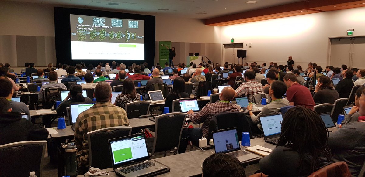 It was a full house at the NVIDIA AI Deep Learning Institute (DLI) - Fundamentals of Computer Vision workshop yesterday in San Jose at GTC 2019.  The Scan Computers AI team were there supporting the workshop as TA's, helping guide attendees with queries and questions. #GTC2019