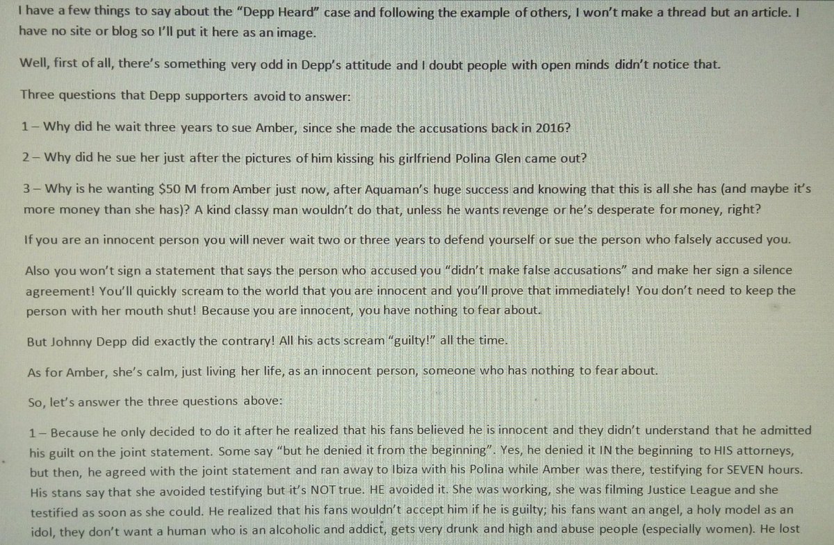 Wonderaquamother I Have Some Things To Say About This Depp Heard Case I Ask People To Think A Little About A Few Things Johnny Depp Is Not Innocent And I Ll