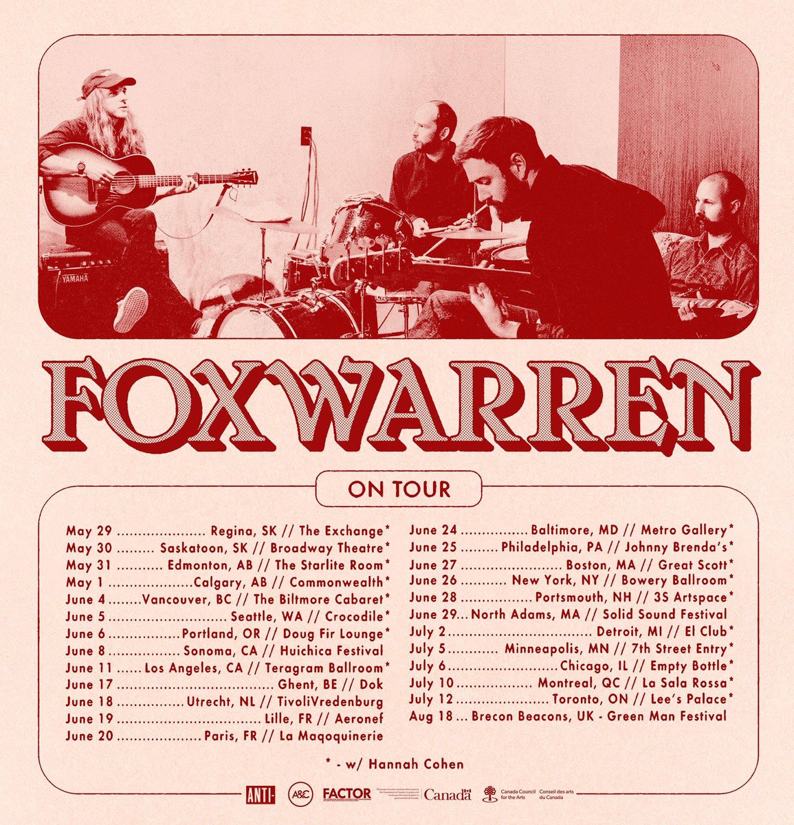 ANTI RECORDS Europe (@antirecordseu) on Twitter photo .<a href="/foxwarrenband/">Foxwarren</a> added new European dates added to their Summer tour. 
June 17 - <a href="/DOKGENT/">DOK</a>, Ghent (BE)
June 18 - <a href="/TiVre_Utrecht/">TivoliVredenburg</a>, Utrecht (NL) 
June 19 - @Aeronef, Lille (FR) 
June 20 - <a href="/lamaroquinerie/">La Maroquinerie</a>, Paris (FR) .<a href="/foxwarrenband/">Foxwarren</a> added new European dates added to their Summer tour. 
June 17 - <a href="/DOKGENT/">DOK</a>, Ghent (BE)
June 18 - <a href="/TiVre_Utrecht/">TivoliVredenburg</a>, Utrecht (NL) 
June 19 - @Aeronef, Lille (FR) 
June 20 - <a href="/lamaroquinerie/">La Maroquinerie</a>, Paris (FR)