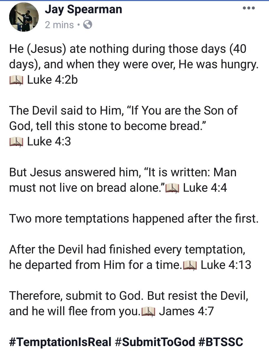 JaySpearman's tweet photo. #TemptationIsReal #SubmitToGod #BTSSC https://t.co/5VTPWbjf5c