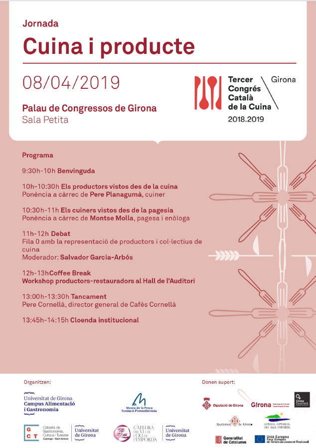 CongresCuinaGi's tweet photo. ‼��El proper dia 08/04 Jornada Cuina i Producte Organitzat per @AlimentacioUdG @MuseudelaPesca Càtedra vi i oli Empordà-UdG amb suport de @costabrava @diputaciogirona Consell Comarcal Baix Empordà @girona_cat @ExcellentGirona 
Info + inscripcions: https://t.co/m0DdBn2cVK https://t.co/fWGYVh1kAS