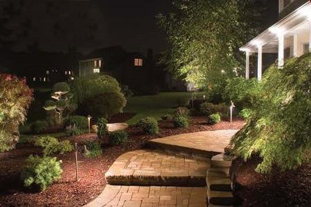 Accent your home with beautiful landscape lighting from BCA Preferred Corporate Partner May's Lawn Care and Landscaping. The landscape lighting package includes installation of 3 Kichler LED pathway lights, 2 Kichler LED bullet lights, 1 transformer and 100ft of wire.