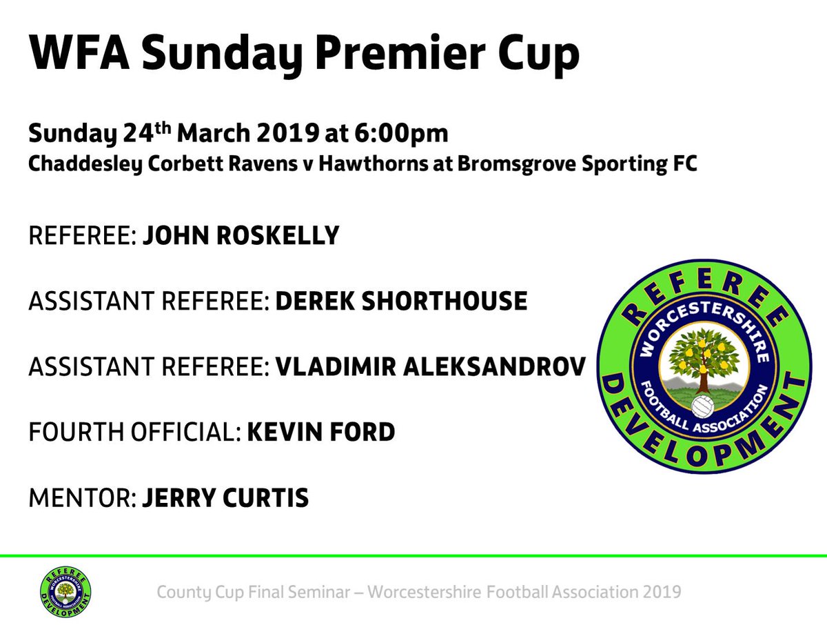 🏆 CUP FINALS 🏆

It’s now less than a week until the first <a href="/WorcsFA/">Worcestershire FA ⚽</a> County Cup Final.

Match officials 👇
