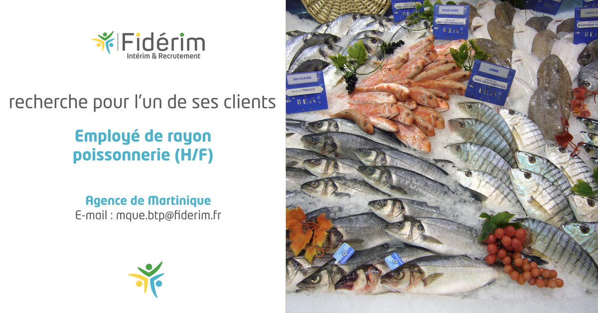🔎 Notre agence Fidérim Le Lamentin recherche pour l’un de ses clients, un employé de rayon poissonnerie (H/F). 🐟🐠
Découvrez l'offre ici ➡️ ow.ly/RWjS30o5nCT