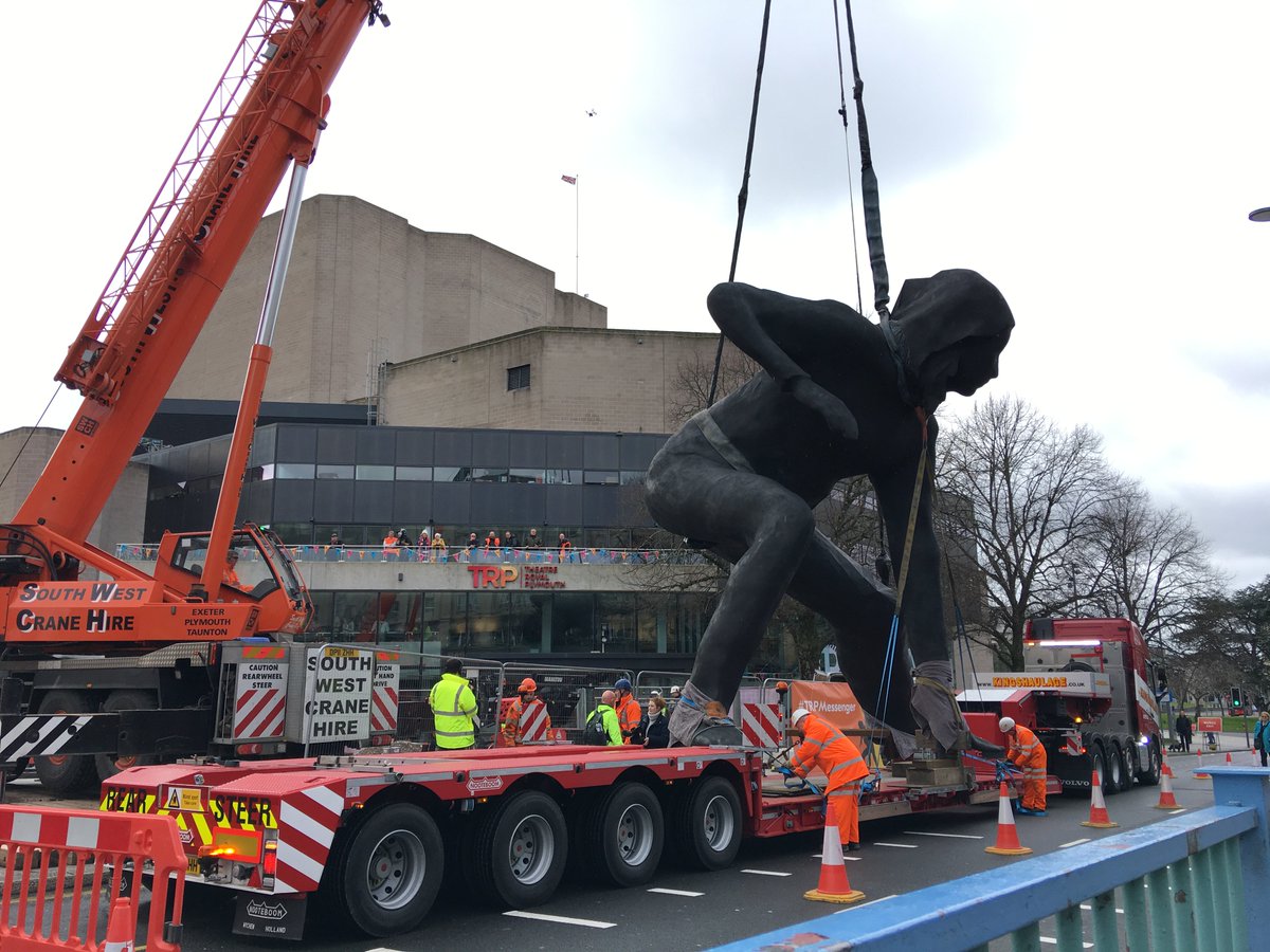 TRPlymouth's tweet image. After her journey across the Sound and through the city, Messenger has taken her place in front of the theatre. We think she looks amazing and hope you love her as much as we do.
#TRPMessenger