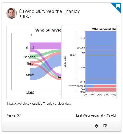 JMP_Public's tweet photo. Today's featured #dataviz: Who Survived the #Titanic? by Phil Kay: https://t.co/HHpP5zI3PH
#mosaic #parallelplot #interactiveviz #analytics #JMP https://t.co/q5LlqYlejY