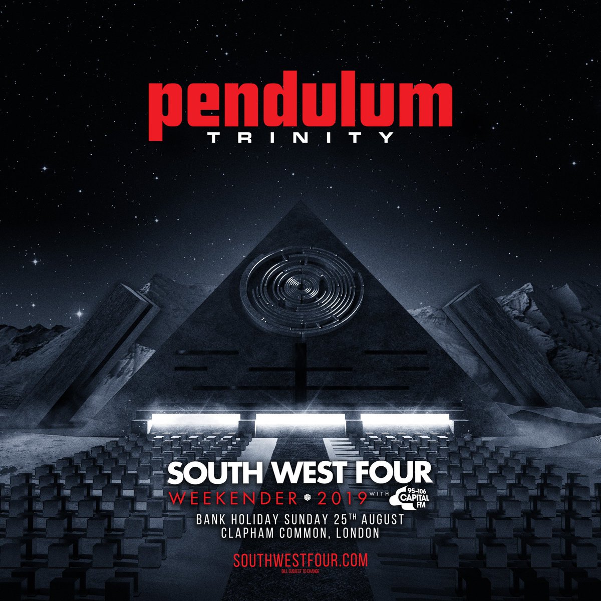 Pendulum's tweet photo. PENDULUM TRINITY: The ORIGINAL TRIO of Rob, Gareth and Paul will be headlining @southwest4 with their breathtaking new show on 25th August! Their first show together outside of Perth, Australia in 10 years. Tickets: https://t.co/jBGHlgV1wF https://t.co/qyDOD1kDNQ