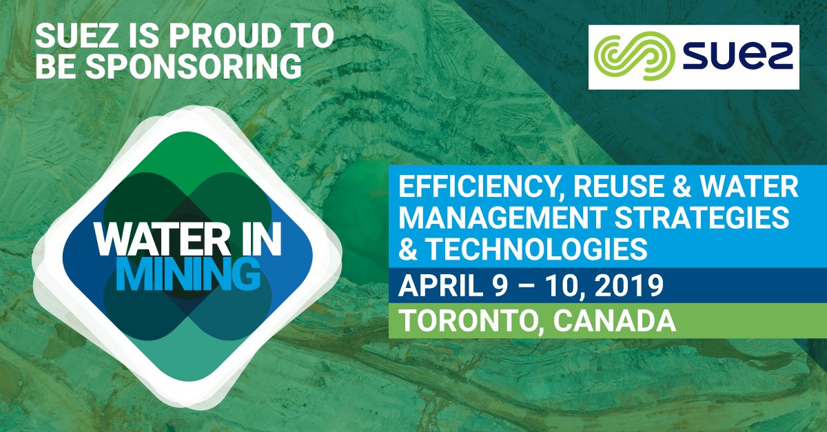 Thank you to @suezWATERTECH, one of our proud sponsors at this year's Water in Mining Conference: bit.ly/2zWaKYW 

#waterinmining #mining #sustainability #water