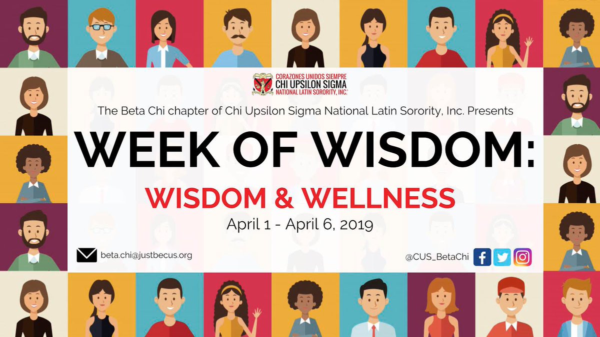 CUS_betachi's tweet photo. *drum roll please* 🥁…
We are excited to announce this year’s Week of Wisdom: Wisdom & Wellness! Be on the look out for more details and prepare to be captivated 🌺
.
.
#WomenOfWisdom #WeekofWisdom #JustBeCus #CUS https://t.co/fal7yQ2xia