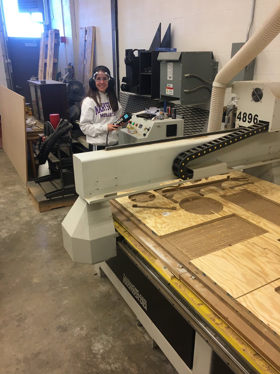 FabLabMECHS's tweet photo. cont: From an idea to Inventor-prototype on cardboard/birch sheeting final product student furniture on cnc. @KenChaffin @MsRobSTEM  M_Sundi https://t.co/2ioXYQEK1x